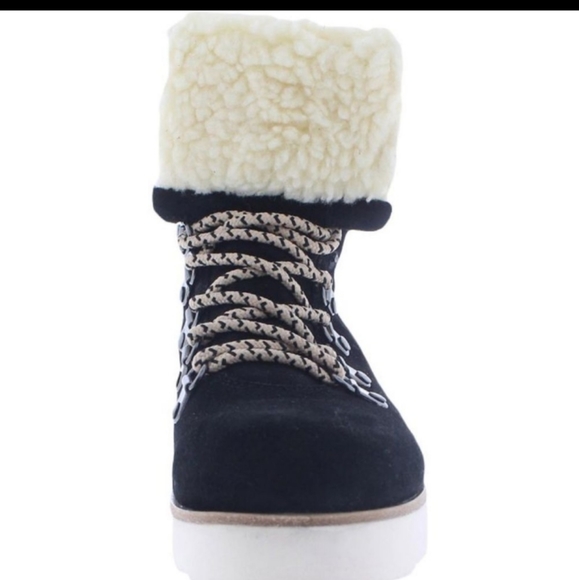 Sanctuary Womens Apres Black Faux Fur Suede Winter & Snow Boots Shoes - Picture 2 of 13